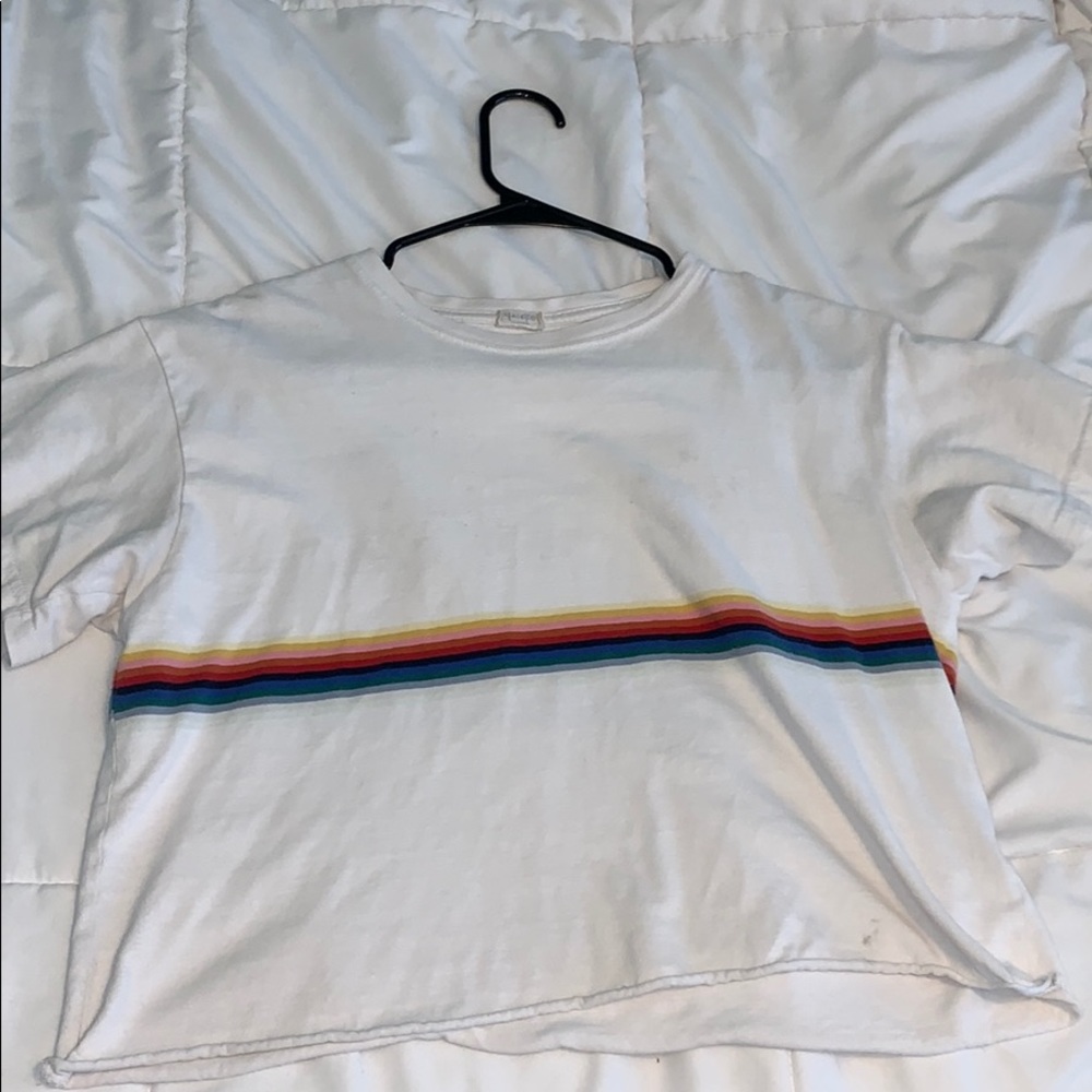White Brandy Melville t-shirt with rainbow